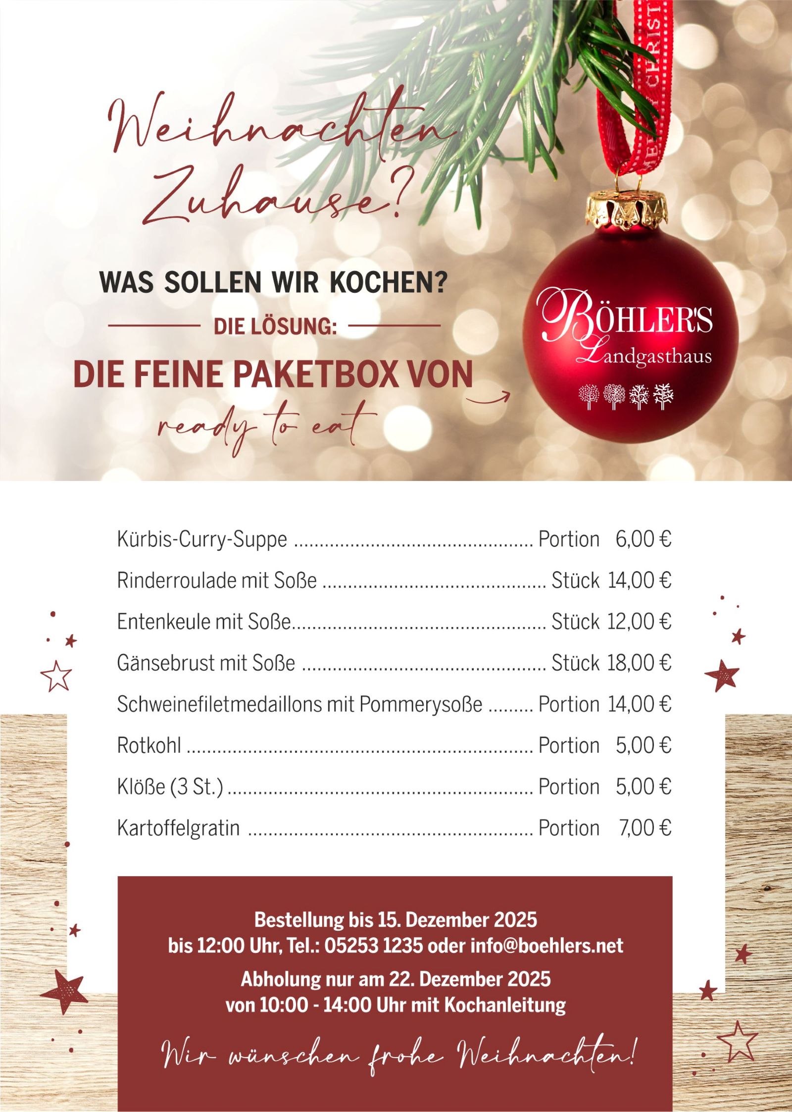 Böhler's Landgasthaus Weihnachten 2025 Böhler's Landgasthaus Weihnachten 2025